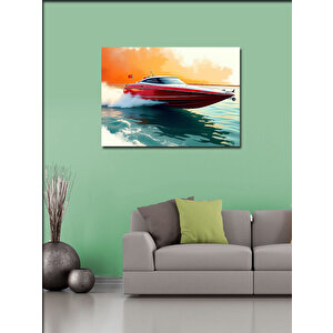 Kanvas Tablo Kırmızı Sürat Teknesi 70x100 cm