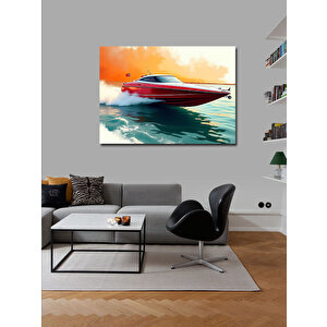 Kanvas Tablo Kırmızı Sürat Teknesi 100x140 cm