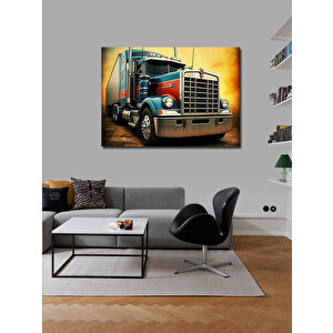 Kanvas Tablo Kırmızı Uzun Yol Tırı 50x70 cm