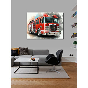 Kanvas Tablo Kırmızı İtfaiye Aracı 50x70 cm