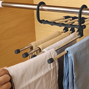 5 Bölmeli Pantolon Askısı Eşarp Kravat Elbise Askısı Dolap İçi Kıyafet Düzenleyici Akıllı Askı