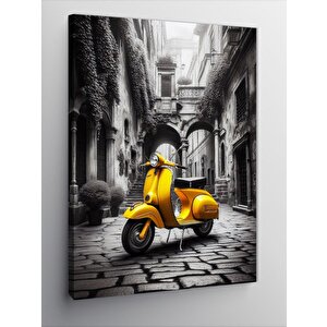 Kanvas Tablo Sarı Vespa Sokakta 50x70 cm