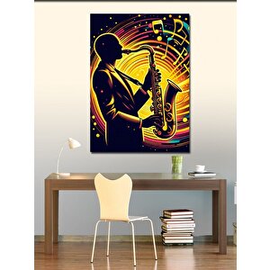 Kanvas Tablo Silüet Saksafoncu 50x70 cm