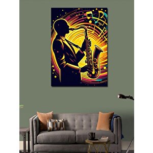 Kanvas Tablo Silüet Saksafoncu 50x70 cm
