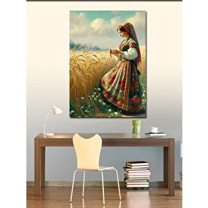 Kanvas Tablo Başak Tarlası Ve Kadın 100x140 cm