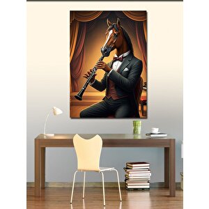Kanvas Tablo Saksafon Çalan At 70x100 cm