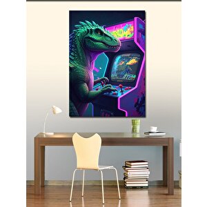 Kanvas Tablo Arcade Oyuncusu Dinozor 50x70 cm