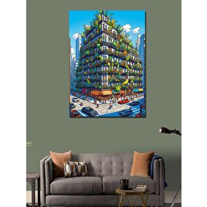Kanvas Tablo Sarmaşıklarla Sarılı Bina 70x100 cm