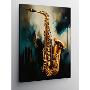 Kanvas Tablo Altın Saksafon 100x140 cm