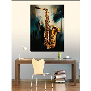 Kanvas Tablo Altın Saksafon 100x140 cm