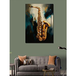 Kanvas Tablo Altın Saksafon 100x140 cm