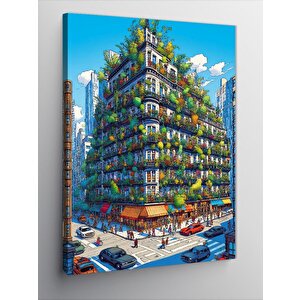 Kanvas Tablo Sarmaşıklarla Sarılı Bina 50x70 cm