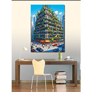 Kanvas Tablo Sarmaşıklarla Sarılı Bina 50x70 cm