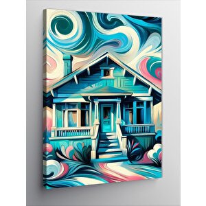 Kanvas Tablo Renkli Ev 50x70 cm