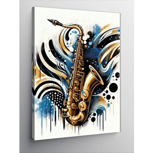 Kanvas Tablo Renkli Saksafon 50x70 cm