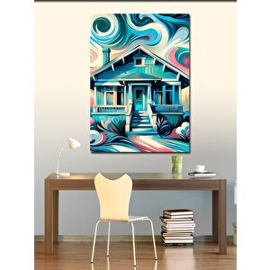 Kanvas Tablo Renkli Ev 100x140 cm