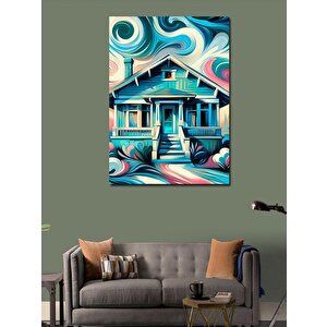 Kanvas Tablo Renkli Ev 100x140 cm