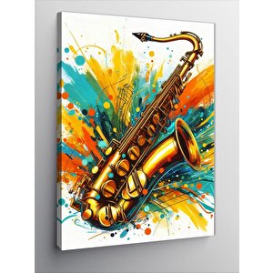 Kanvas Tablo Renkli Saksafon 100x140 cm