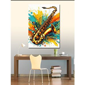 Kanvas Tablo Renkli Saksafon 100x140 cm