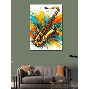 Kanvas Tablo Renkli Saksafon 100x140 cm