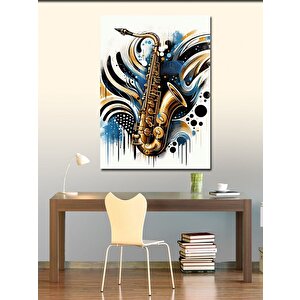 Kanvas Tablo Renkli Saksafon 70x100 cm