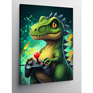 Kanvas Tablo Joystik Tutan Dinozor 100x140 cm