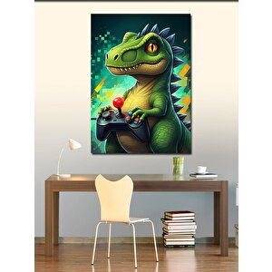 Kanvas Tablo Joystik Tutan Dinozor 100x140 cm