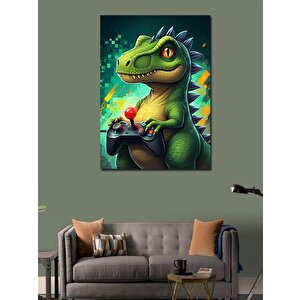 Kanvas Tablo Joystik Tutan Dinozor 100x140 cm