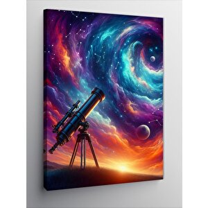 Kanvas Tablo Galaksi Ve Teleskop 100x140 cm