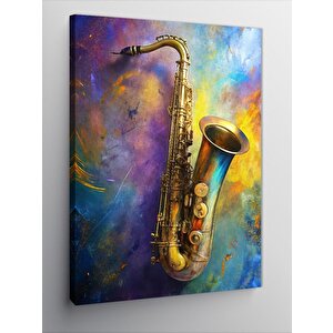 Kanvas Tablo Renkli Saksafon 50x70 cm