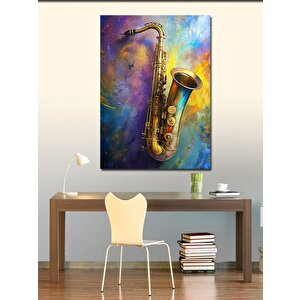 Kanvas Tablo Renkli Saksafon 50x70 cm