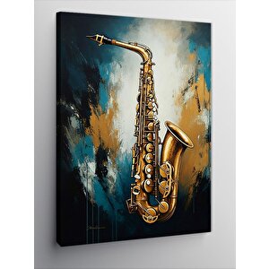 Kanvas Tablo Altın Saksafon 50x70 cm