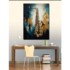 Kanvas Tablo Altın Saksafon 50x70 cm
