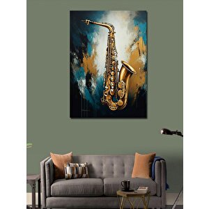Kanvas Tablo Altın Saksafon 100x140 cm