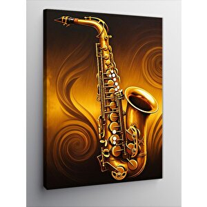 Kanvas Tablo Altın Saksafon 100x140 cm