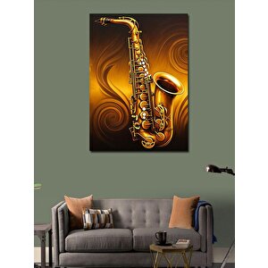 Kanvas Tablo Altın Saksafon 50x70 cm