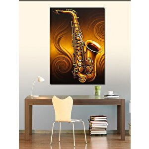 Kanvas Tablo Altın Saksafon 70x100 cm