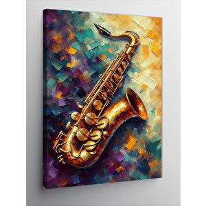 Kanvas Tablo Altın Saksafon 50x70 cm