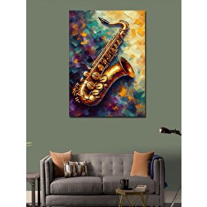 Kanvas Tablo Altın Saksafon 50x70 cm