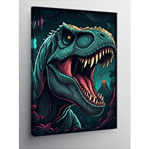 Kanvas Tablo Neon Dinozor 100x140 cm