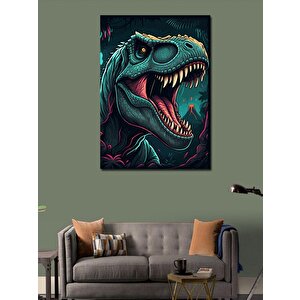 Kanvas Tablo Neon Dinozor 100x140 cm