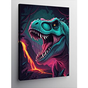 Kanvas Tablo Neon Dinozor 50x70 cm