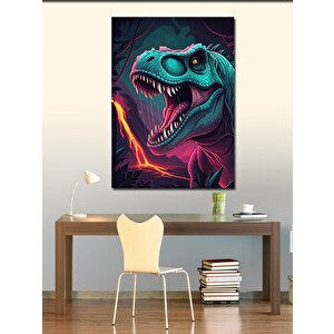 Kanvas Tablo Neon Dinozor 50x70 cm