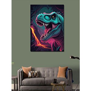 Kanvas Tablo Neon Dinozor 50x70 cm