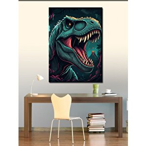 Kanvas Tablo Neon Dinozor 50x70 cm