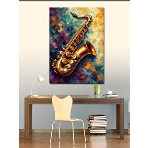 Kanvas Tablo Altın Saksafon 70x100 cm