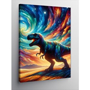 Kanvas Tablo Neon Dinozor 100x140 cm