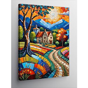 Kanvas Tablo Renkli Yol Ve Evler 100x140 cm