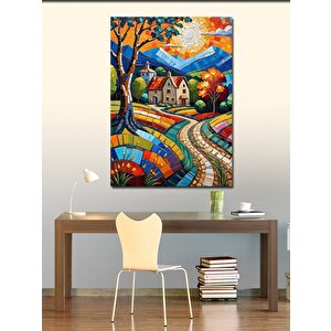 Kanvas Tablo Renkli Yol Ve Evler 50x70 cm