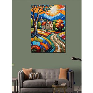 Kanvas Tablo Renkli Yol Ve Evler 50x70 cm
